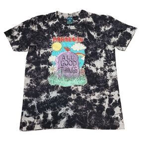 Rare Vtg Paranoid All Good Things Mens Size M Graphic Marble Tie dye Tee Shirt